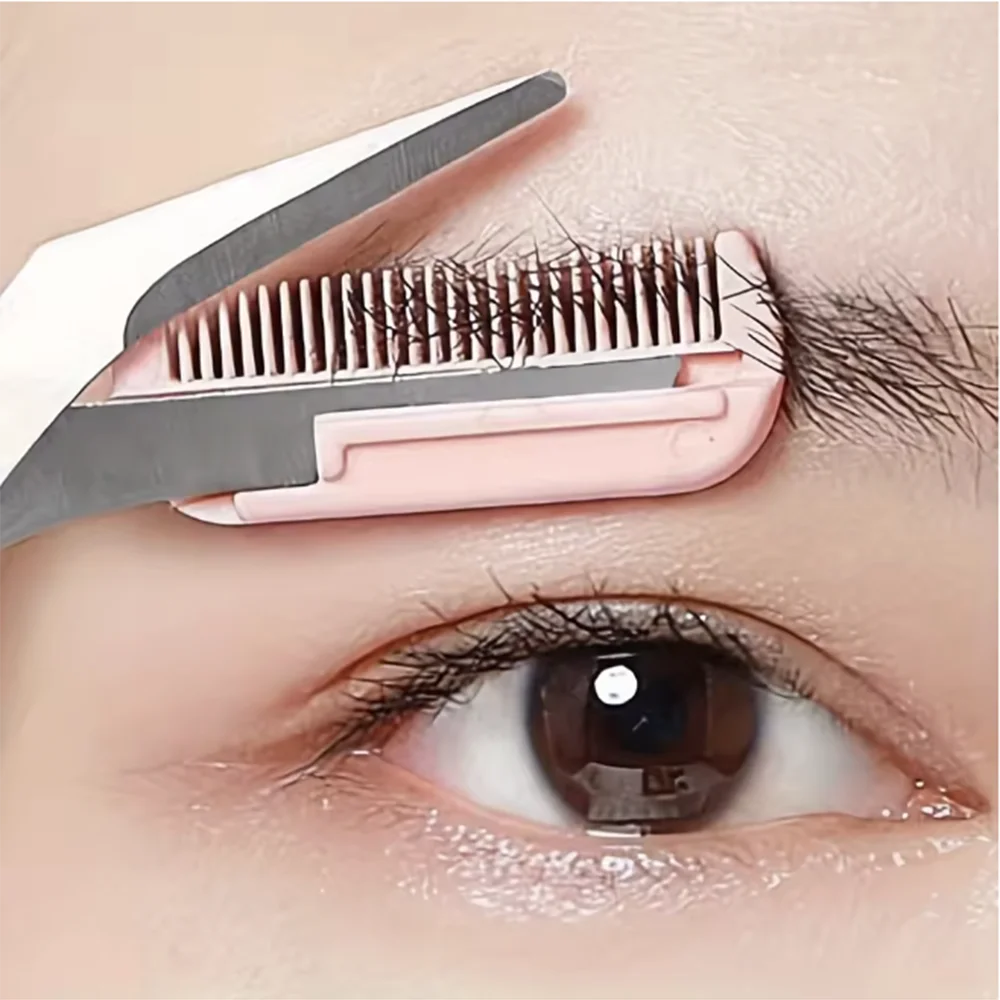 Stainless Steel Eyebrow Scissors with Comb