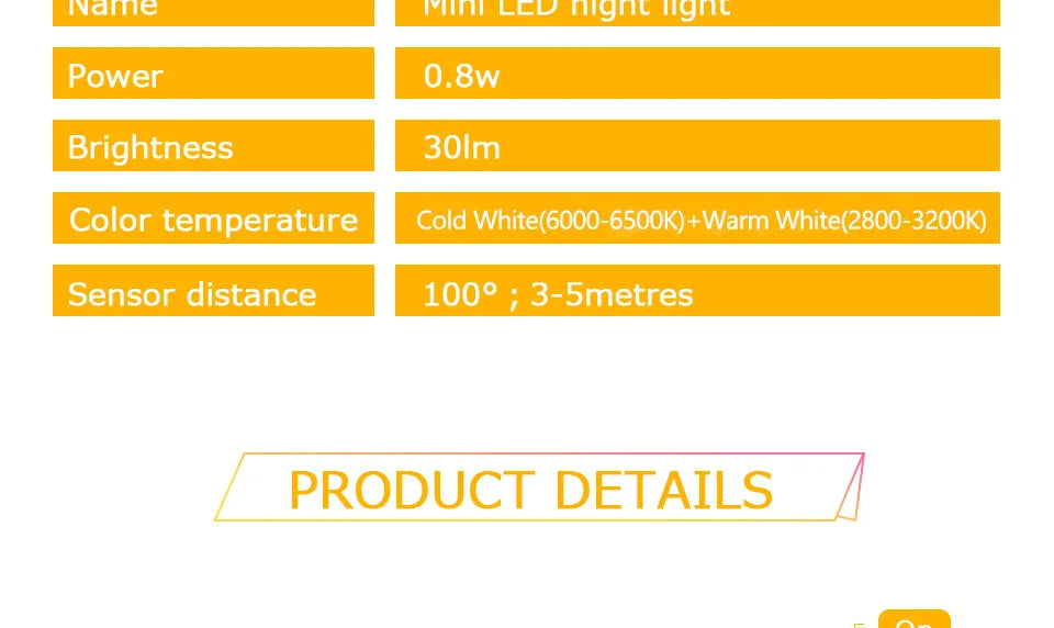 LED Night Light Motion Sensor Light