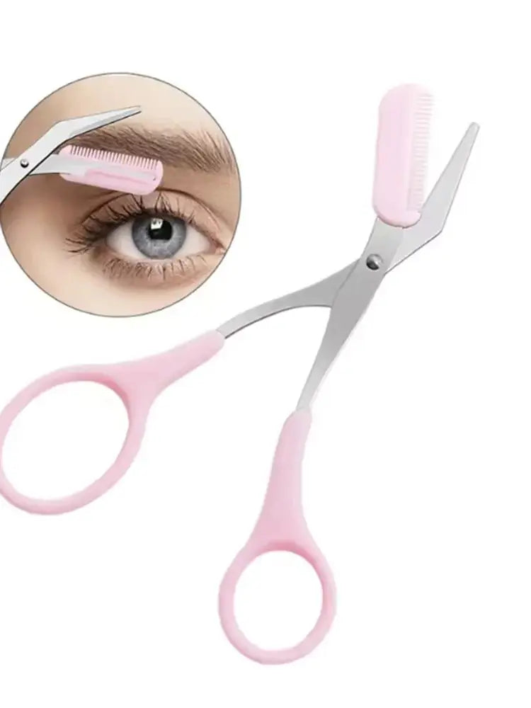 Stainless Steel Eyebrow Scissors with Comb